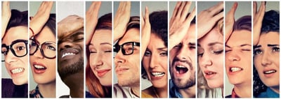 Collage of people being very frustrated