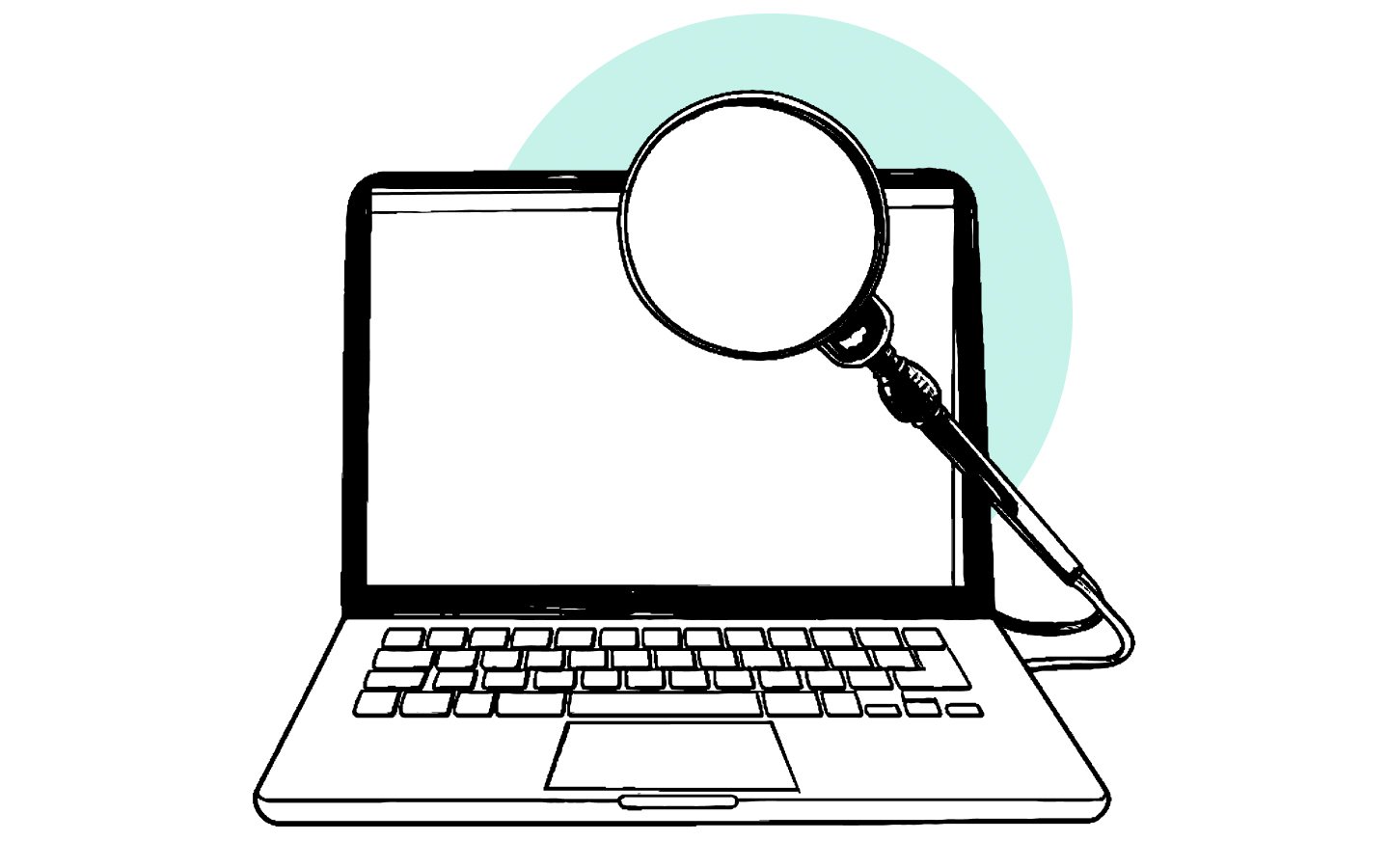 B2B seo strategy for brand visibility - image of a laptop and magnifying glass