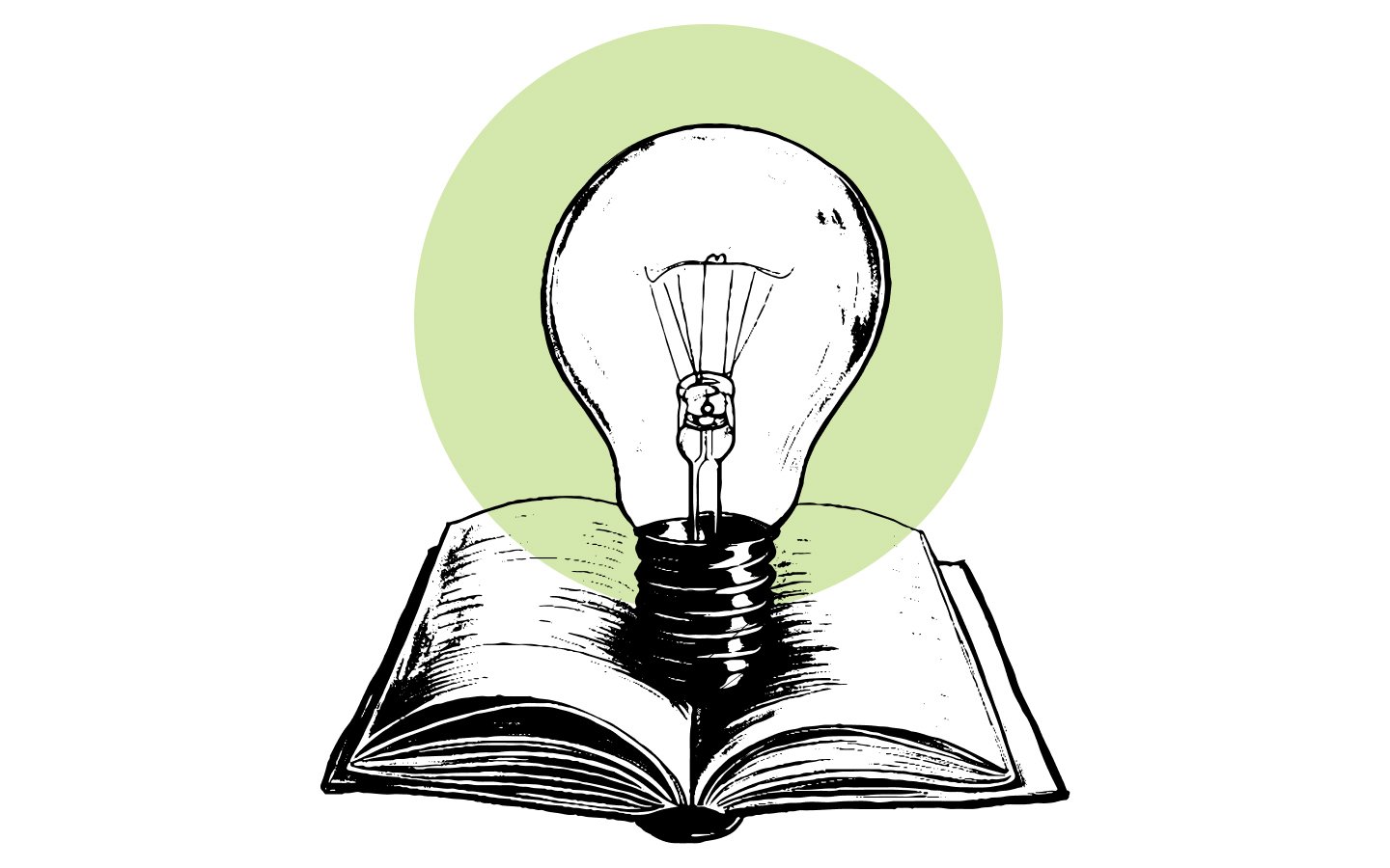 A lightbulb coming out of a book