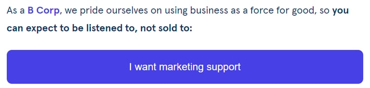 CTA email call to action - I want marketing support