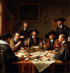 a painting of an important conference