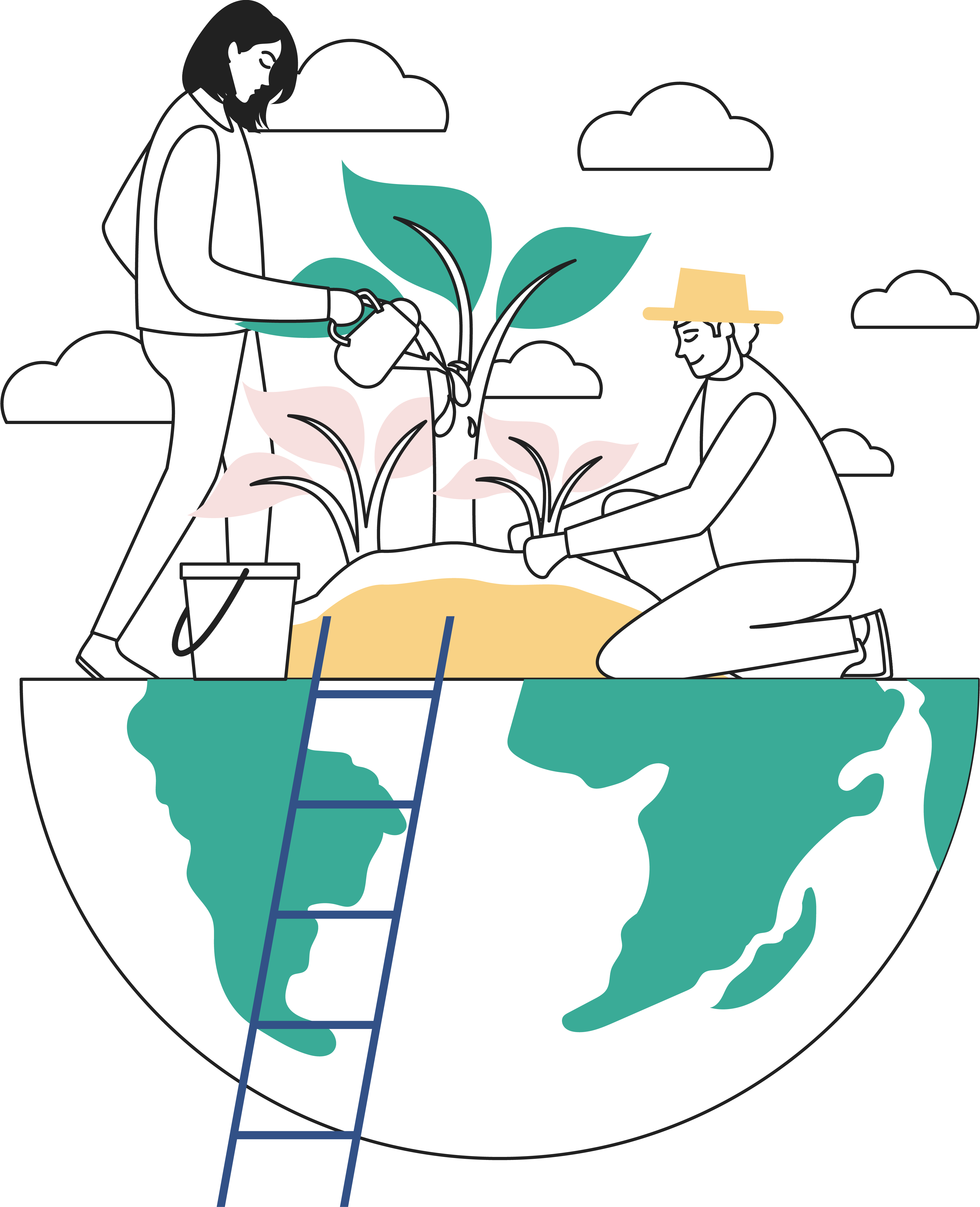 Illustrations-database_Bcorp-eco-friendly-man-plant-woman-growth-planet-nurture-1