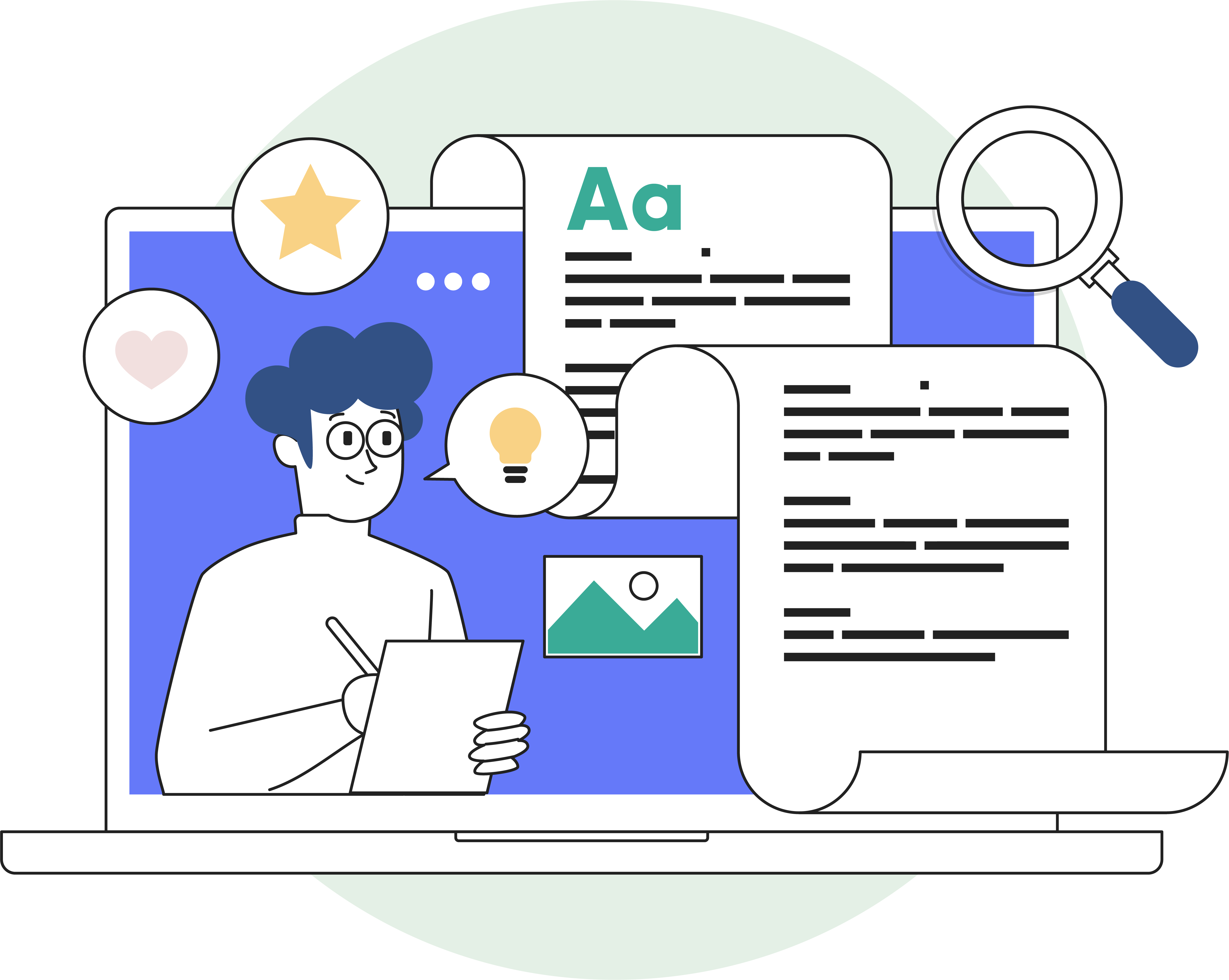 Illustrations-database_read-write-writing-research-idea-search-laptop-man-learn
