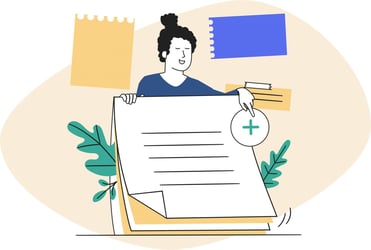 illustration of person with a large notebook