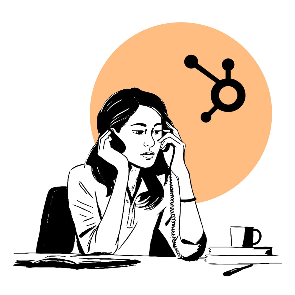 A client on the phone about setting themselves up with HubSpot