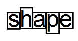 The word 'shape' with boxes around the letters
