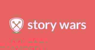 5 fun things for writers to geek out over: the Storywars logo on a pink background