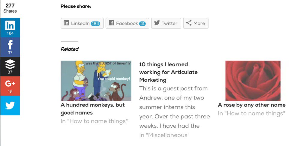 Social media shares for project names article