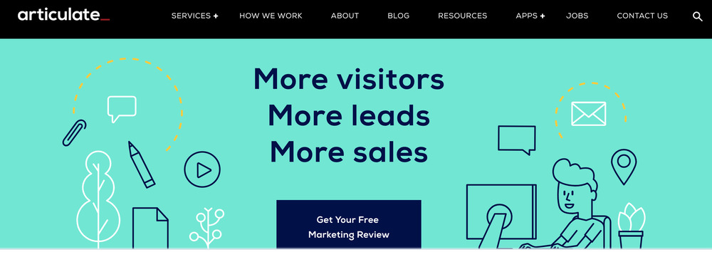 Articulate marketing's home page