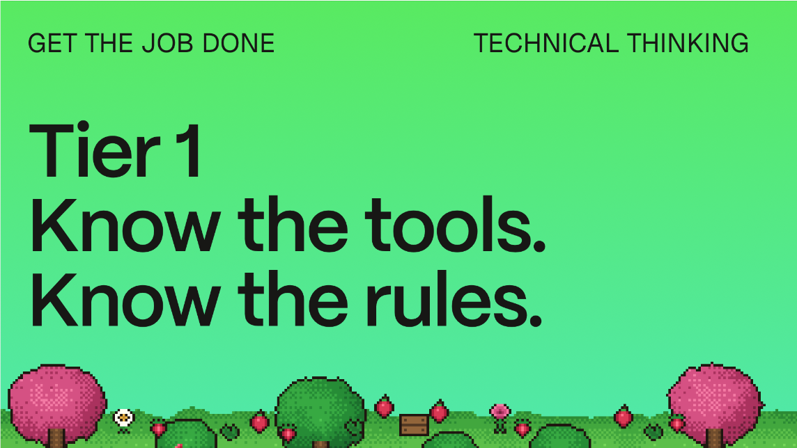 Game-inspired title slide: Know the tools. Know the rules.