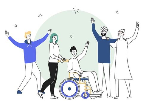 Why accessibility is crucial for websites (and how to do it right) - diverse group of people waving