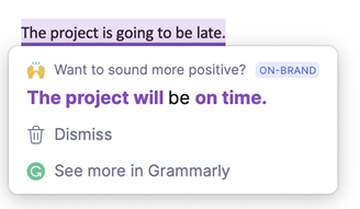 Grammarly correcting for tone of voice