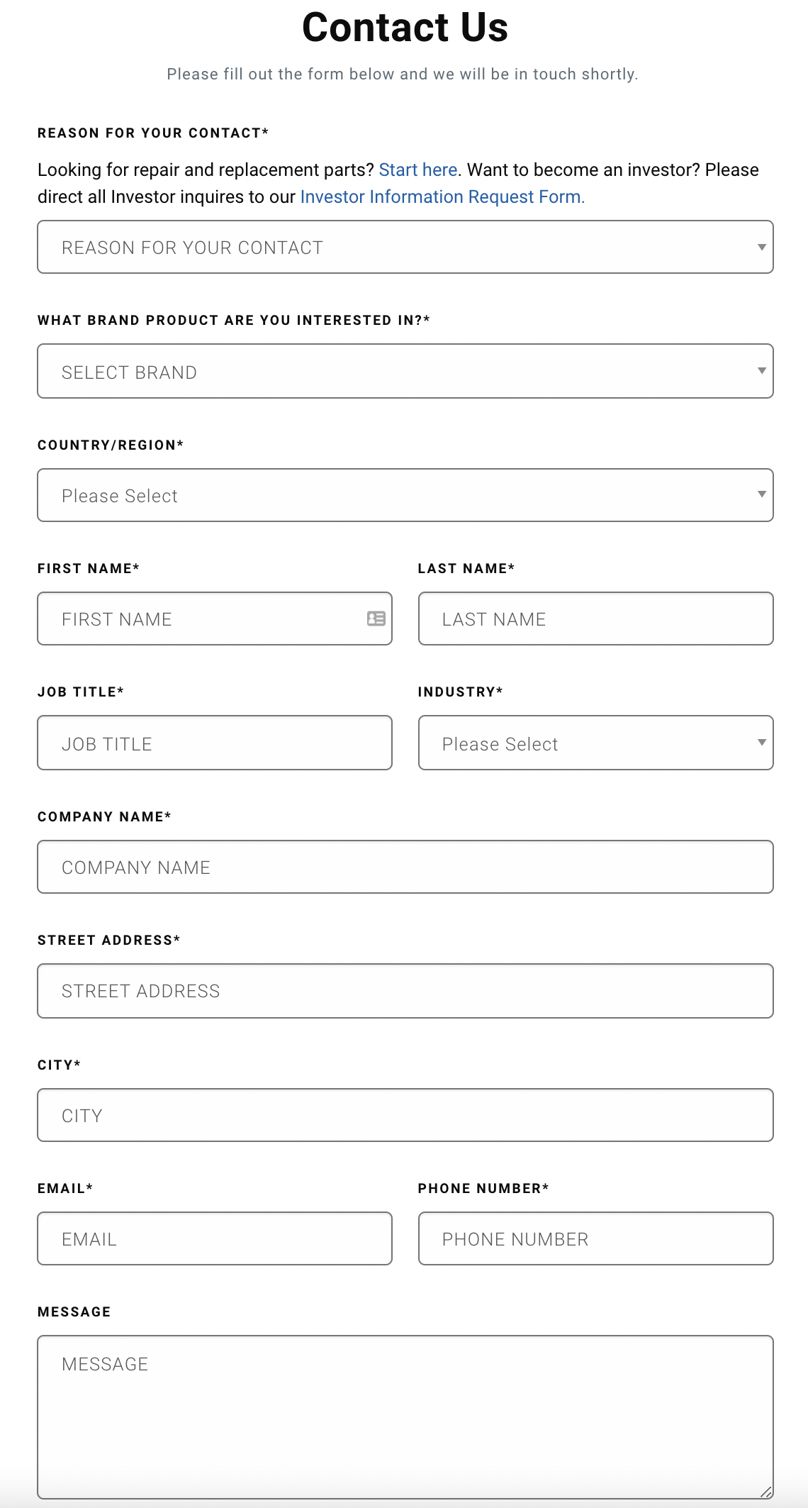 Why your contact page doesn't generate any actual contacts - the worst contact form we've ever made - super long and complex form
