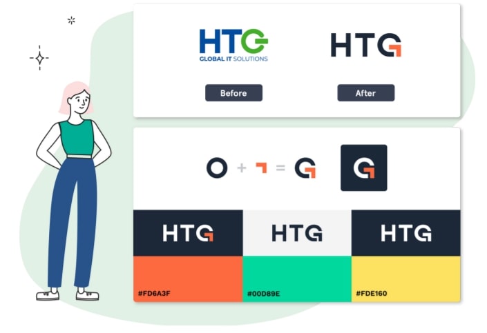 How we build websites at Articulate Marketing - before and after of HTG logo