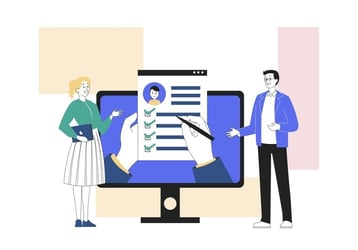 How to find a B2B marketing agency that understands your technology - two people in front of a screen