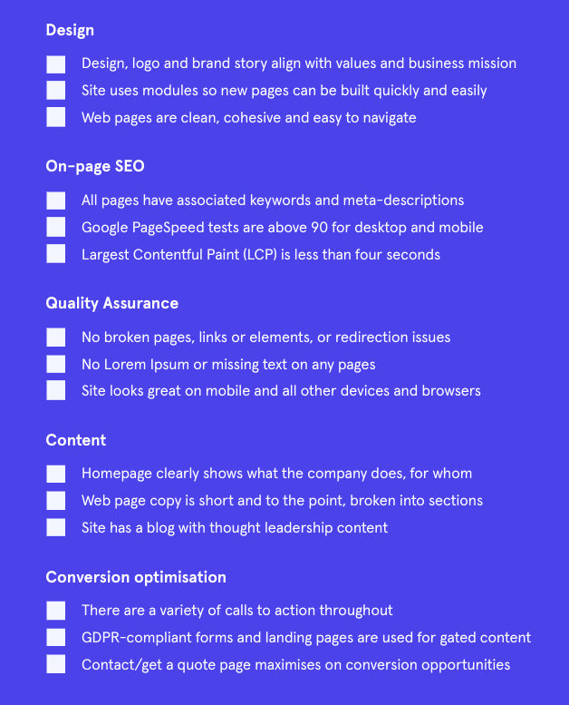 fintech website design checklist 