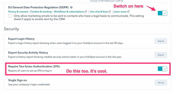 hubspot gdpr compliance 2 - settings