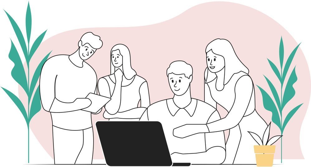 Image of a team of people working collaboratively as a B Corp business