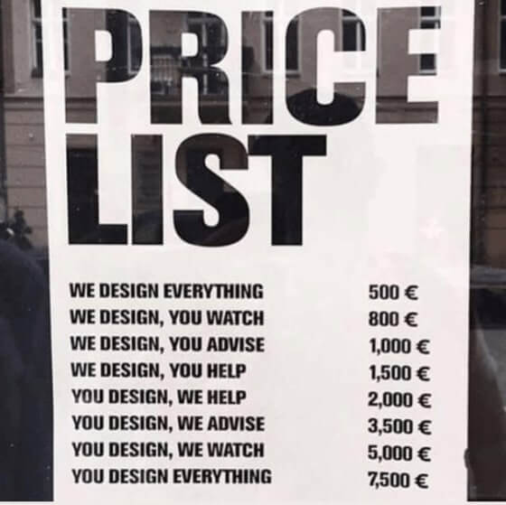 joke price list for project management for marketing teams