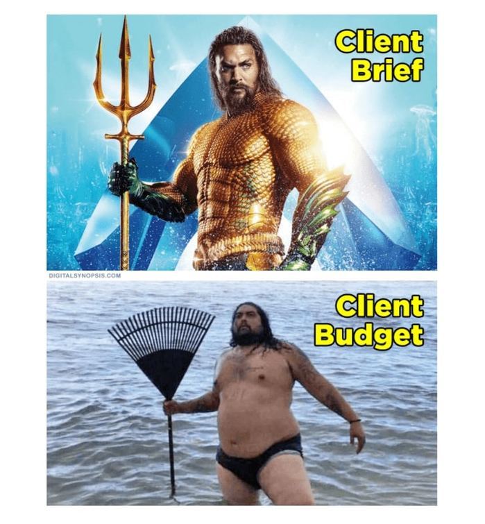 project management for marketing teams a joke about client expectations involving Aquaman