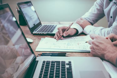 person checking a document