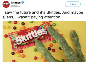 screenshot of a Skittles tweet - How to define your tone of voice and use it for marketing