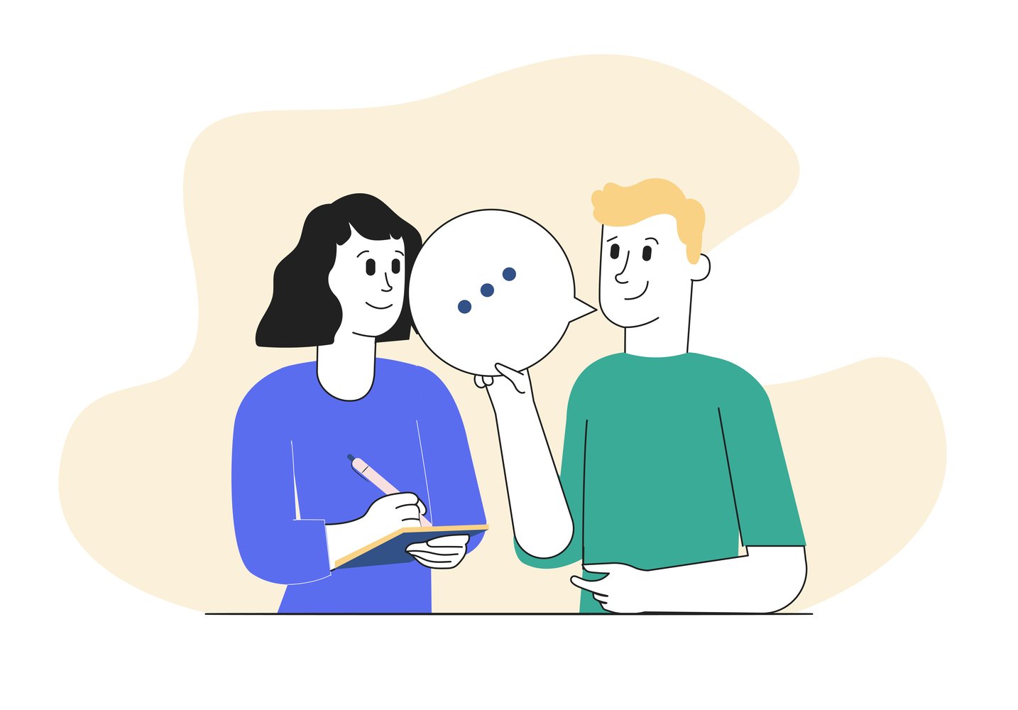 illustration of two people talking - demonstrating thought leadership
