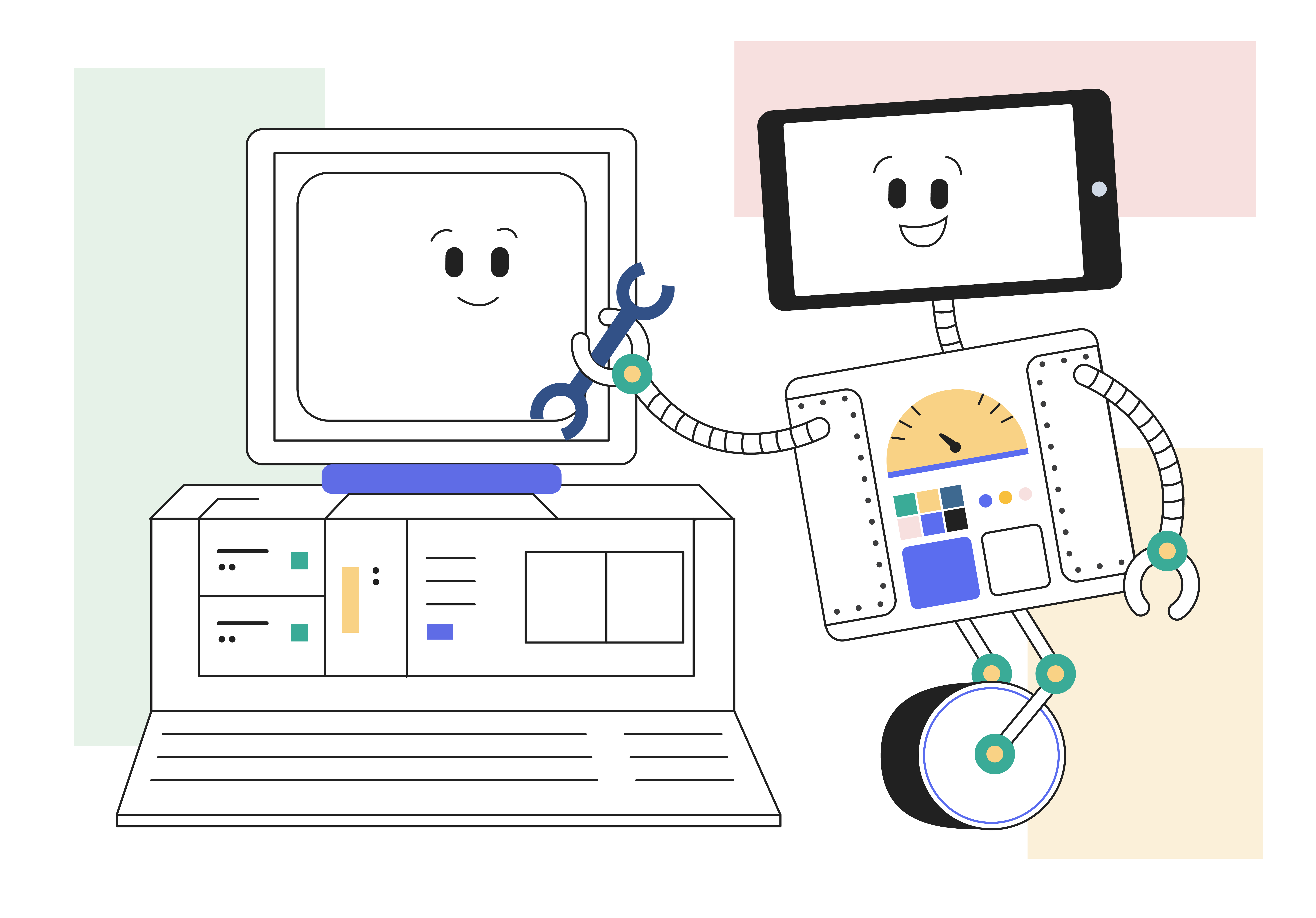 Artie fixing his desktop computer with the right tools