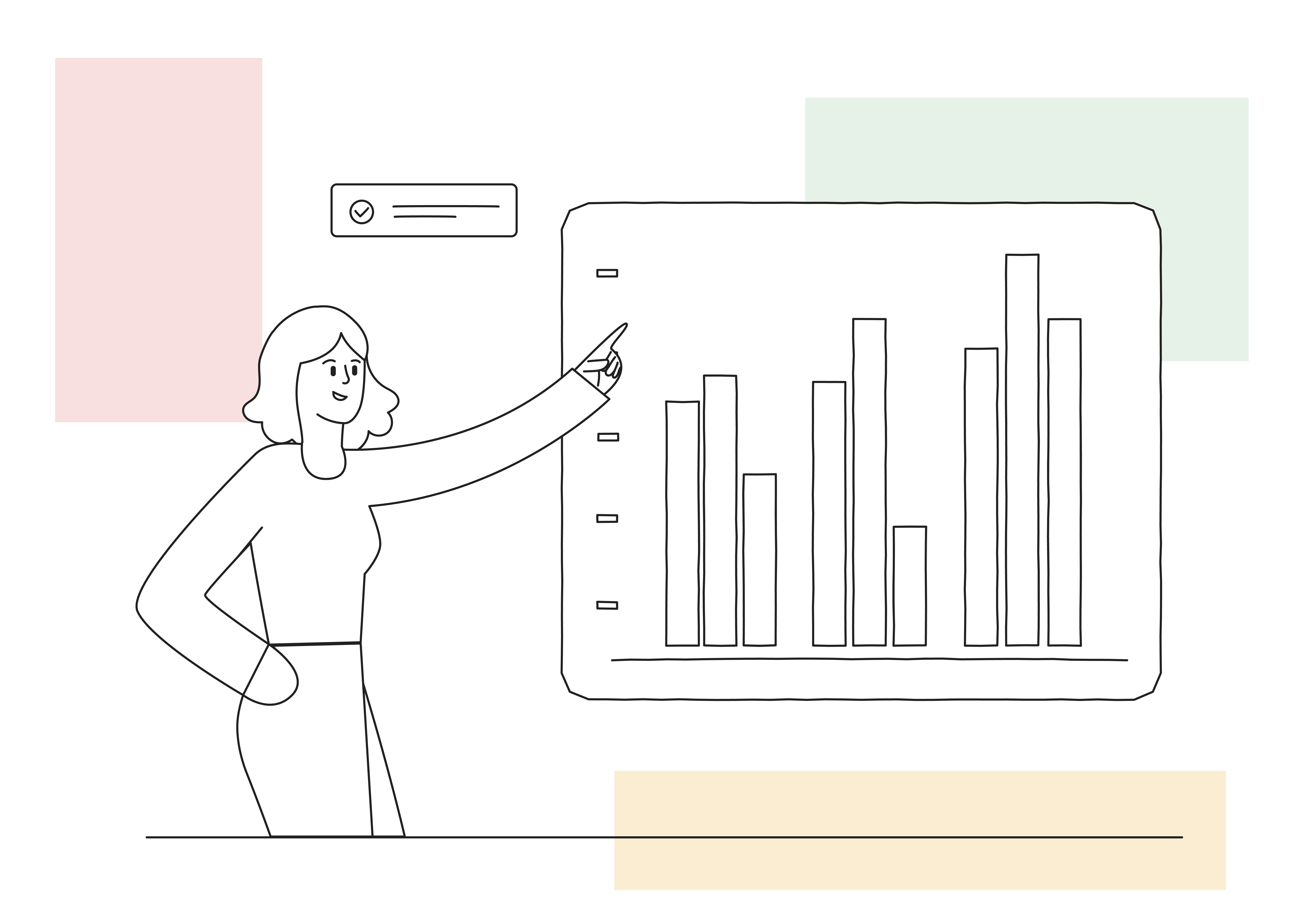 person pointing at graph of data