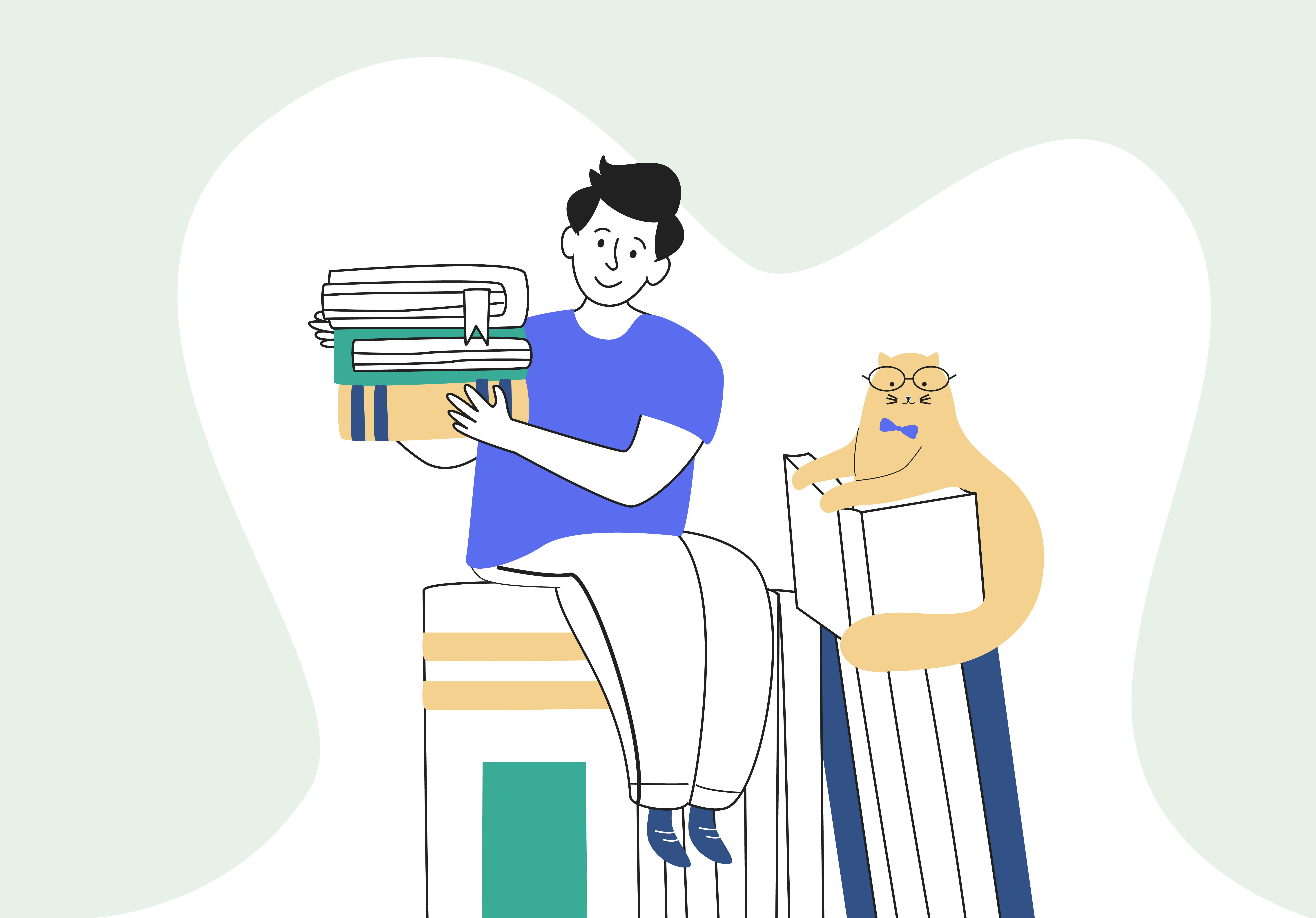 person reading with a cat