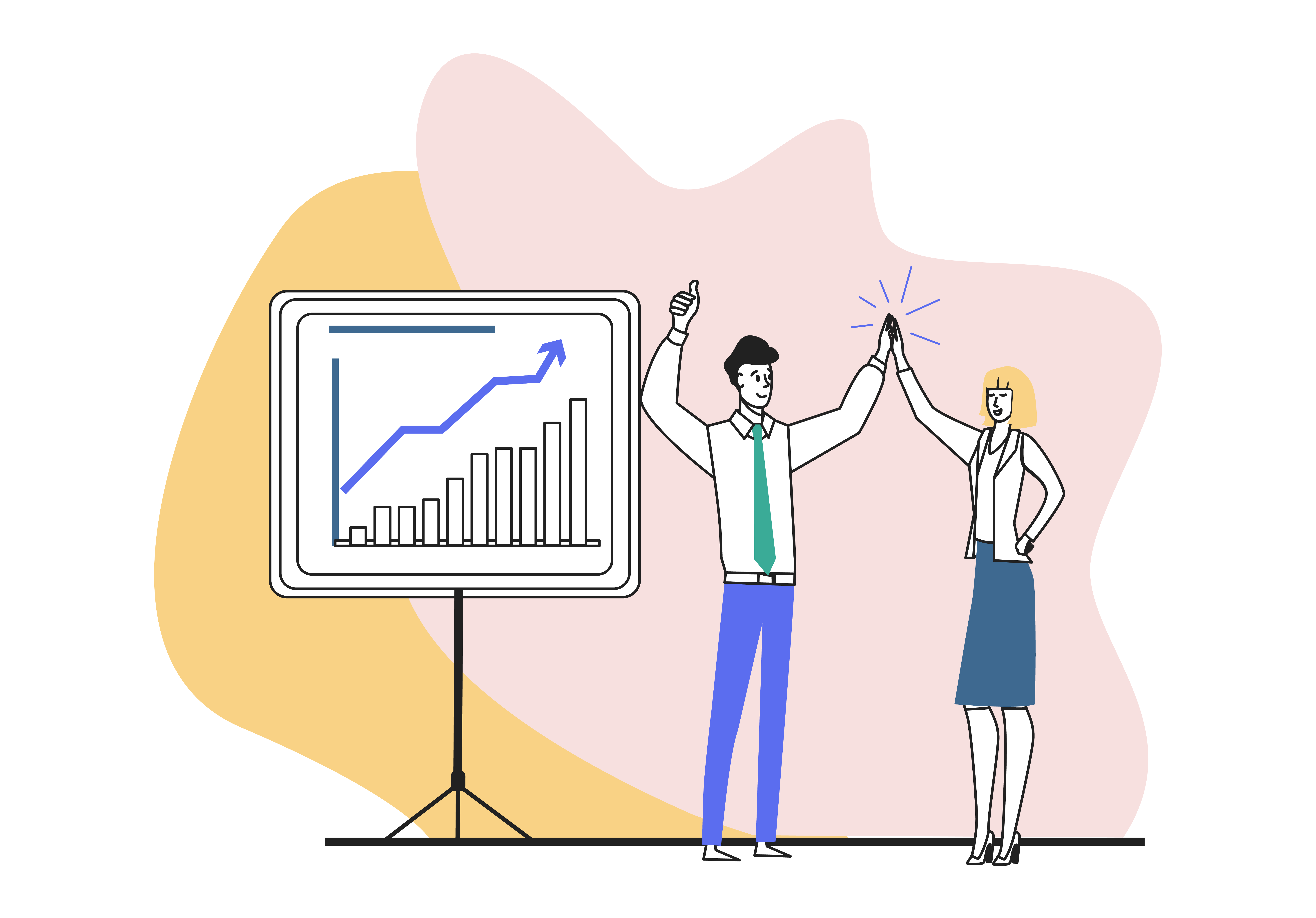 2 people hi-fiving in front of a sales chart - the case study worked!