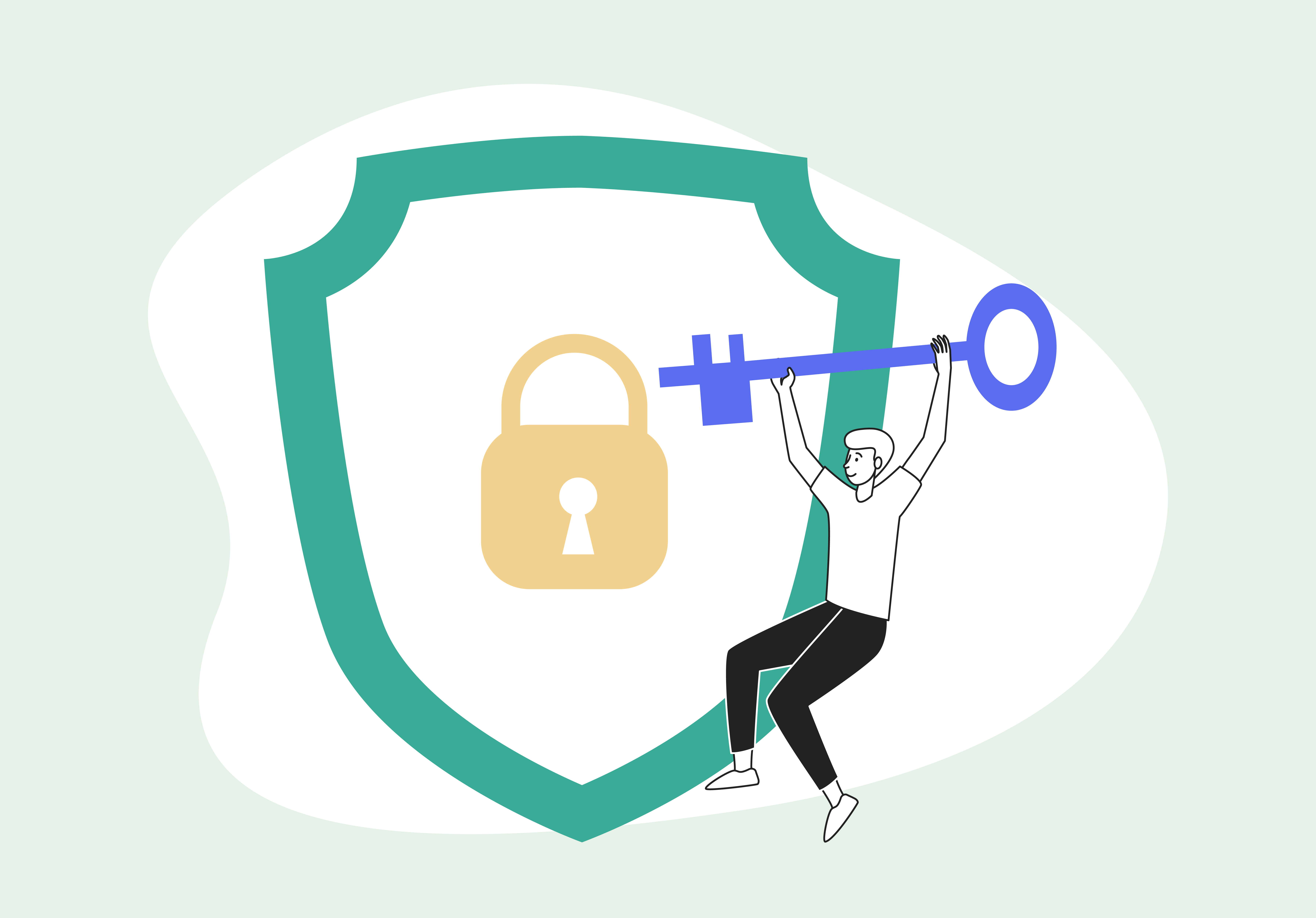 The ultimate guide for keeping your contacts' data safe with HubSpot GDPR compliance - illustration of a man with a lock and key